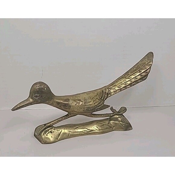 Vintage Solid Brass Roadrunner Bird Figurine Statue Paperweight - Picture 1 of 6